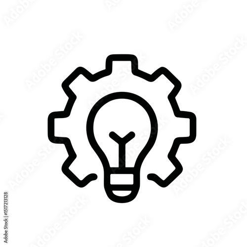 Thin Line Gear and Bulb Symbol of Innovative Idea Innovation Icon