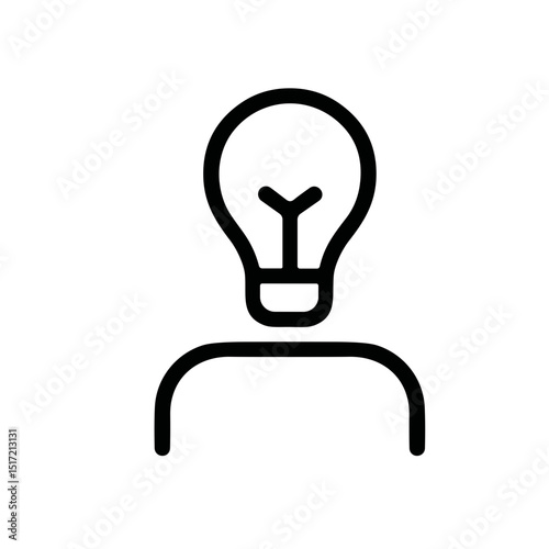 Simple Outline Illustration Lightbulb Head Idea Creative Mind Icon