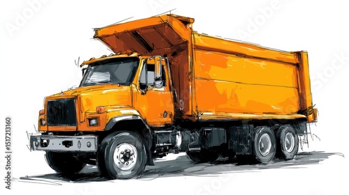 Simple yet effective dump truck with sharp contrasts, transparent illustration