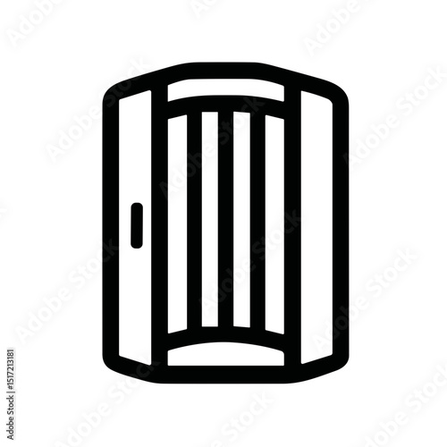 Minimalist Line Style Tanning Bed Booth Salon Spa Equipment Illustration