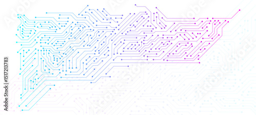 Circuit board electronic technology digital microchip semiconductor isolated on transparent background. Motherboard, CPU, Processor and Artificial Intelligence Concept. AI circuit board connected line