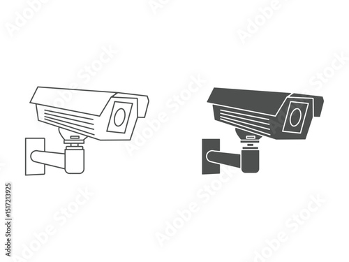 Set of security or surveillance camera symbol, isolated on transparent background