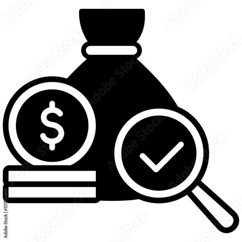 Funding Source mini illustration glyph icon, use for research and development, education, industry, UI, UX kit, app and web development, digital or print.