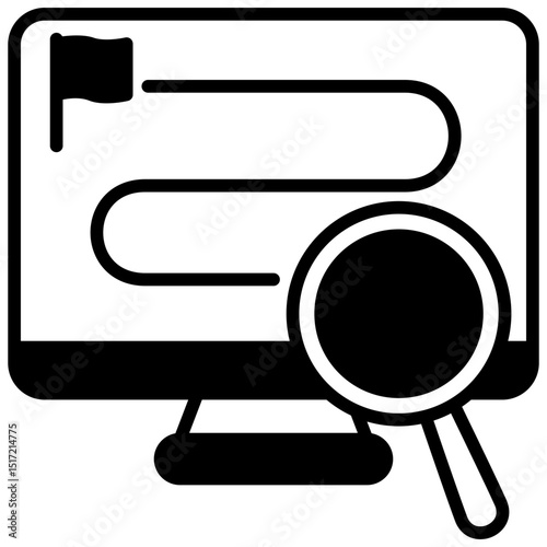 Goal Tracking mini illustration glyph icon, use for research and development, education, industry, UI, UX kit, app and web development, digital or print.