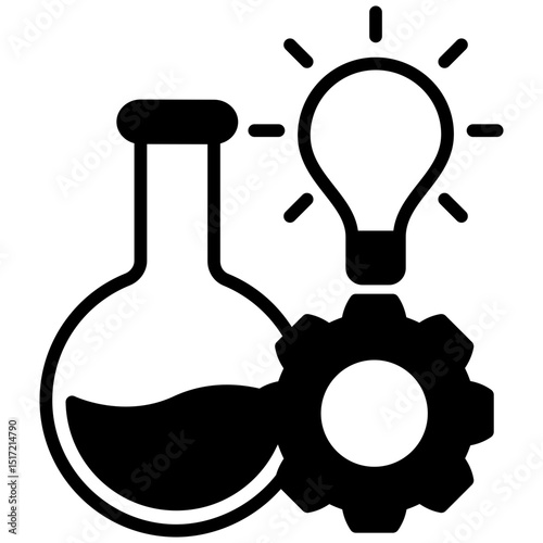 Innovation mini illustration glyph icon, use for research and development, education, industry, UI, UX kit, app and web development, digital or print.