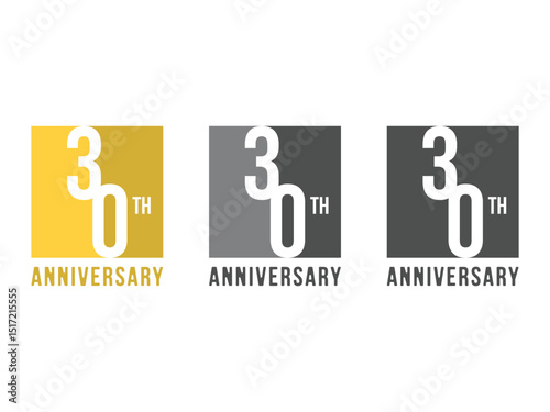 Set of anniversary badges design, 30 th anniversary symbol, vector illustration, isolated on transparent background
