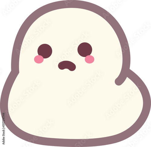 Sad soft character with downturned mouth and pink cheeks