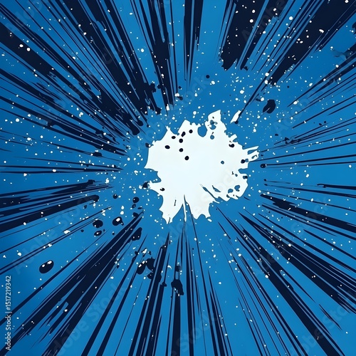 Blue Comic Style Background – Generative AI Pop Art Backdrop with Halftone Dots and Retro Burst Design