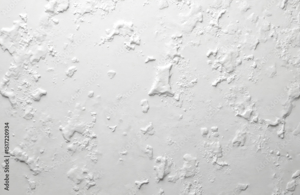 Fototapeta premium White wall rough texture background. Abstract plaster surface with uneven paint layer. Detailed view of construction design or interior renovation. Grunge background, architectural design element.