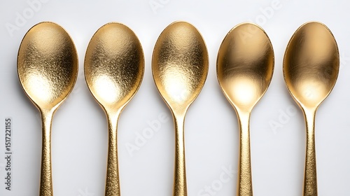 gold spoon, golden spoon, spoon, Gold Spoon on White Background .