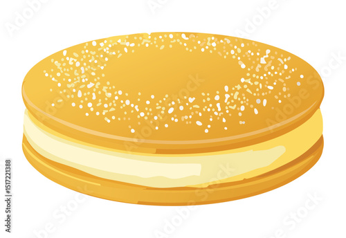 Golden Pancake with Red Sugar Sprinkles - Vector Illustration