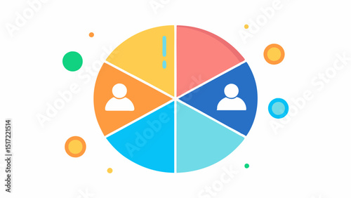 Customer Segmentation A Venn diagram or pie chart dividing customers into segments based on behavior with AI icons indicating analysis of each group.