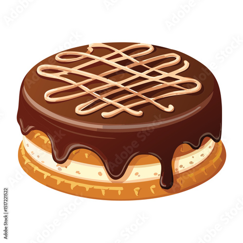 Chocolate Biscuit Cake Lattice Drizzle - Vector Illustration
