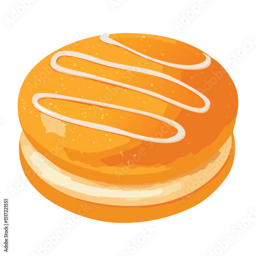 Orange Biscuit Cake with Matching Drizzle - Vector Illustration