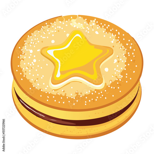 Biscuit Cake with Star Design Topping - Vector Illustration