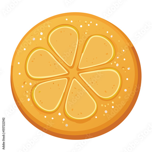 Round Biscuit with Citrus Slice Pattern - Vector Illustration