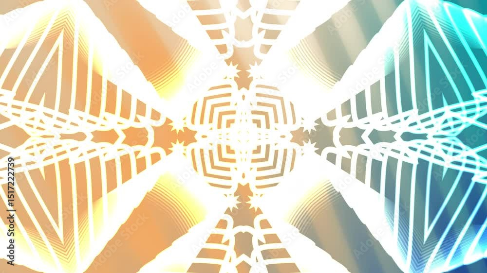 Motif géométrique abstrait, symétrie, lignes, lumière, couleur