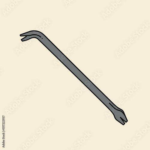 Angled Steel Crowbar with Distinctive Curved Claw and Lever Design