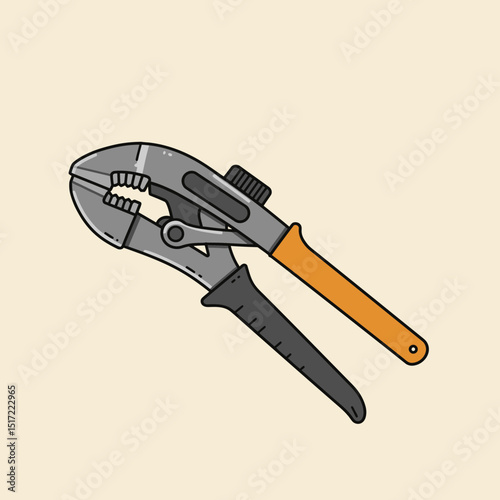 Angled Illustration of Adjustable Pliers with Orange and Black Handles
