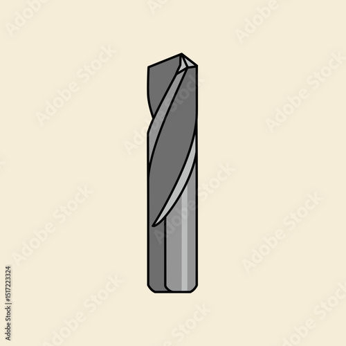 Gray drill bit with a sharp tip and spiral flutes for cutting