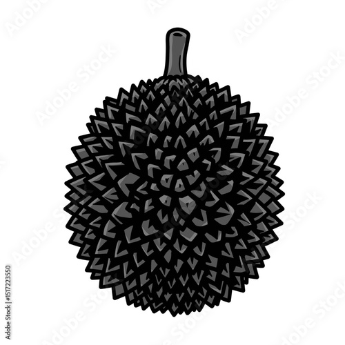 Monochromatic Durian Fruit with Detailed Spikes