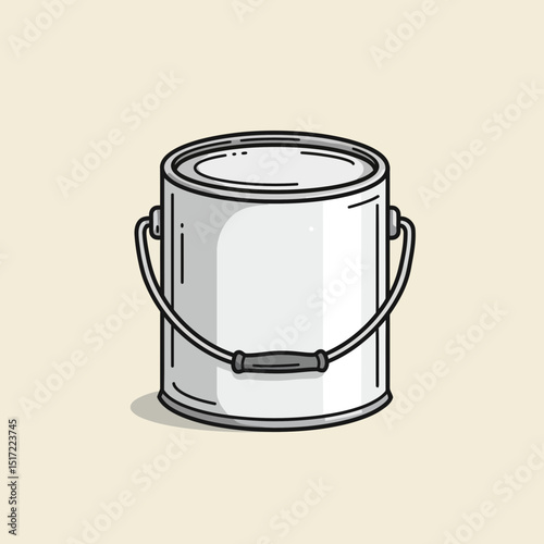 Simple Illustration of a Metal Paint Can with Handle