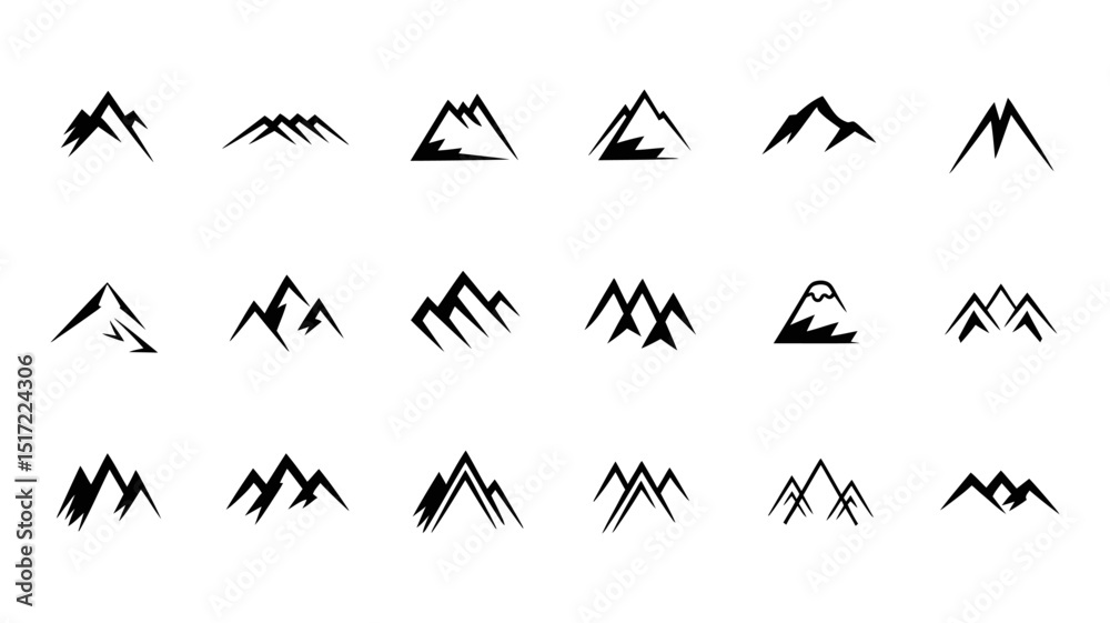 Naklejka premium Collection of Minimalist Mountain Icons