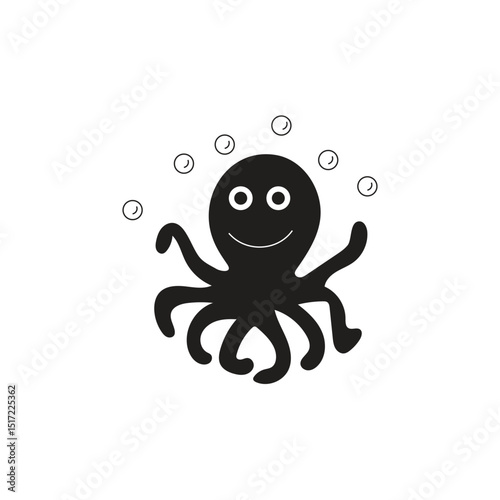 Octopus silhouette animal, an animal that has many legs and is very rare to find