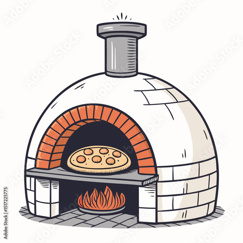 Create a bold vector illustration of a traditional clay tandoor oven, showcasing its detailed texture and robust construction.