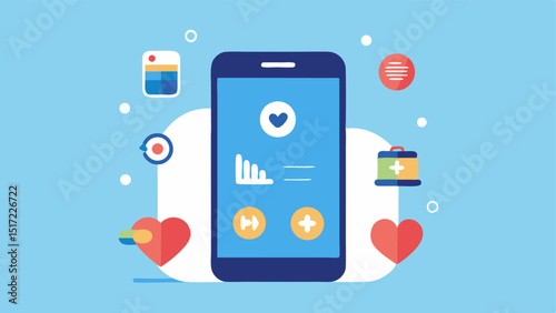 Healthy Lifestyle Tracking A smartphone displaying an app that tracks diet exercise and sleep with an AI assistant icon suggesting tips for improvement based on user data.