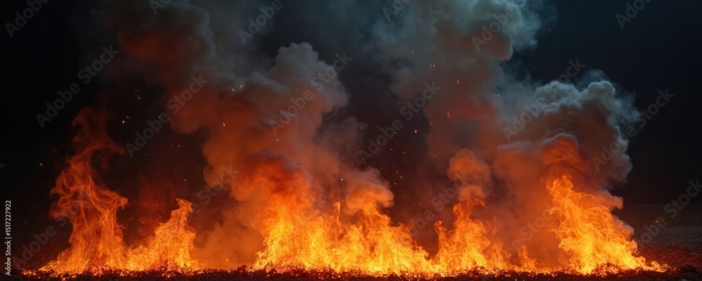 custom made wallpaper toronto digitalFire, flames rising against dark background, smoke. Warm, bright orange, yellow colors. Bonfire, inferno, hot fire. Cooking, grilling, balefire. Abstract, danger, heat. Coal, energy.