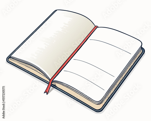Create a bold, vector illustration of an open notebook with the number '1' prominently displayed.  Ensure strong, clean lines.