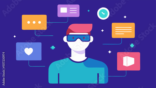 Augmented Reality Ads A person viewing augmented reality content through their device showcasing personalized ads that pop up based on their interests shown in their digital