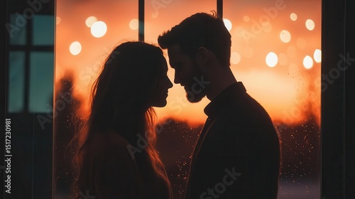 Couple s first look moment captured candidly through a window, pure emotional love