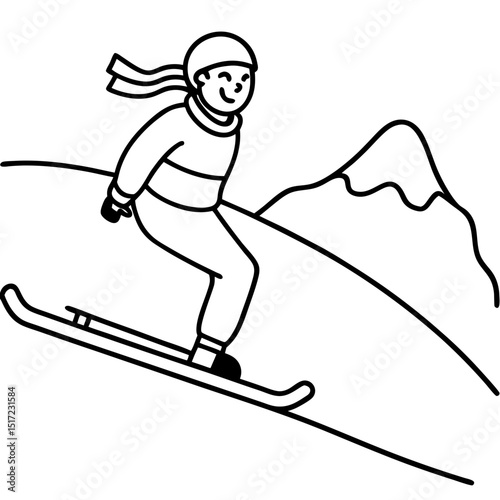 Sledding on Snow – Minimal Vector Illustration