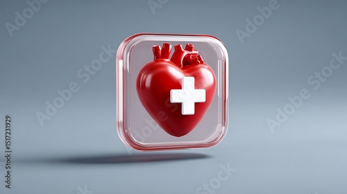 3D icon of hospital heart, health care and medical concept .
