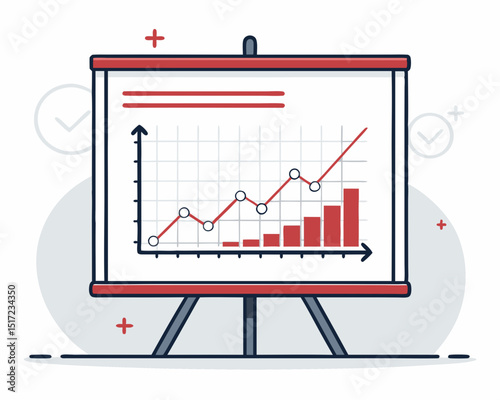 Create a vector illustration of a bold, white whiteboard or presentation board with a thick black stroke.  Include realistic shadows and highlights.