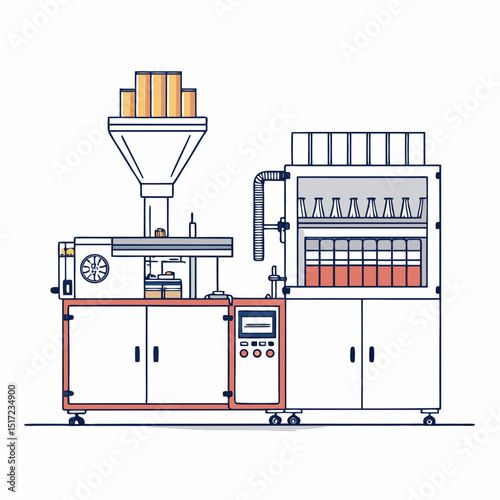 Create a bold, vector illustration of a cigarette filter attachment, emphasizing its texture and detail.  Show a clearly defined, thick stroke style.
