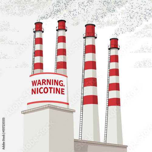 Create a bold, vector illustration of labeled industrial factory pipes; strong lines, clean design.