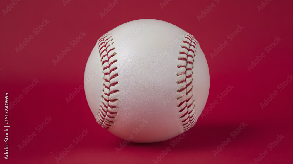 New baseball on red rubber texture with crisp stitching details, showcasing precision and quality craftsmanship. New baseball on red rubber texture with crisp stitching details, showcasing precision and quality craftsmanship.