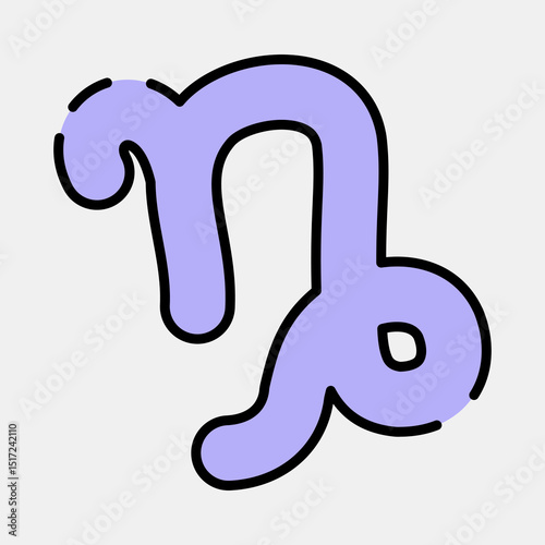 Icon capricorn. Zodiac horoscope elements. Icon in filled line style.