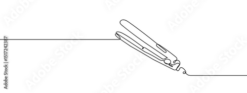 Continuous line, hair straightener, hairdressing line art vector Edit Stroke.