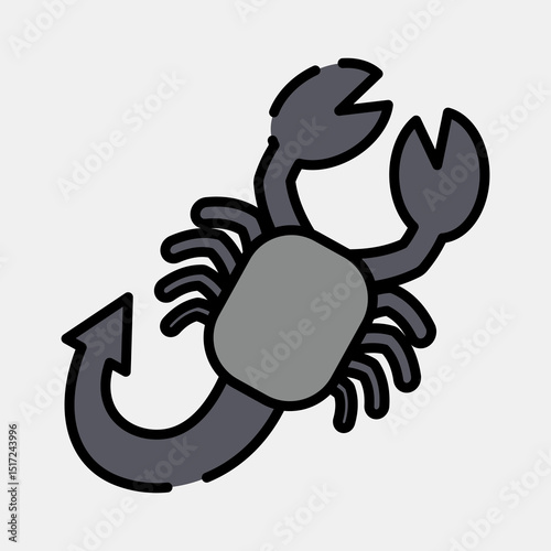 Icon scorpio the scorpion. Zodiac horoscope elements. Icon in filled line style.