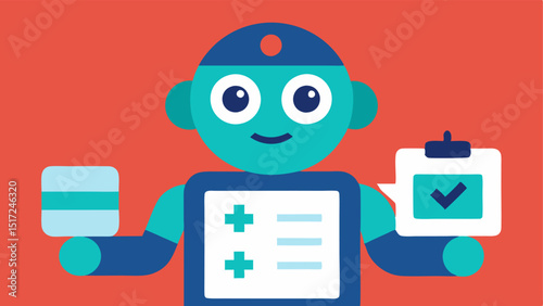 Health Robot Assistant A friendlylooking health assistant robot holding a tablet with health tips and reminders for medication or appointments.