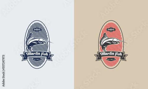 Vintage marlin fish  design.