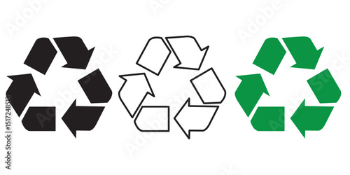 Recycle symbol. Reusing signs set. Recycling icons isolated on white background. Vector illustration