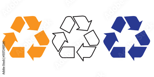 Recycle symbol. Reusing signs set. Recycling icons isolated on white background. Vector illustration