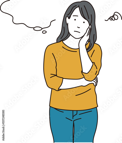 困った表情の女性のイメージイラスト素材