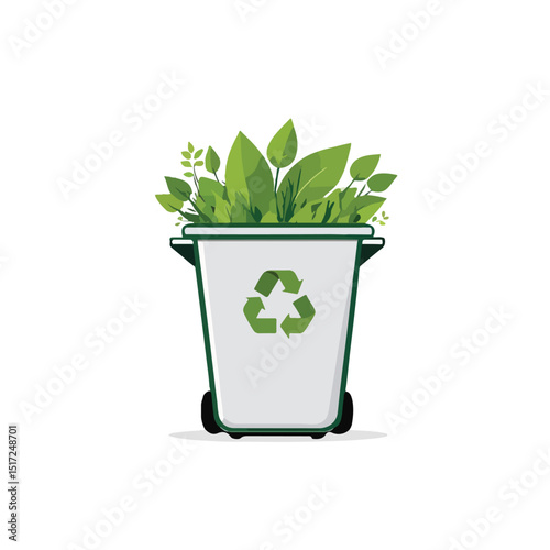 Trash Bin Icon Sprouting Leaves