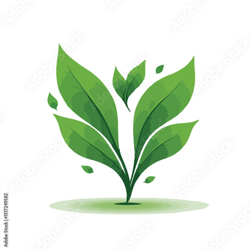 A single green leaf bent into a perfect recycling triangle